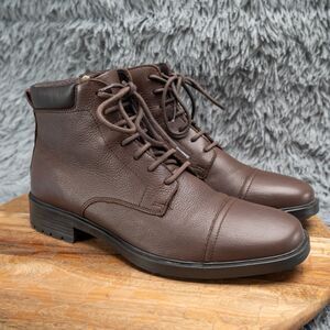 Geox Kapsian Inside Zip Lace Up Tumbled Leather Boots Size 10